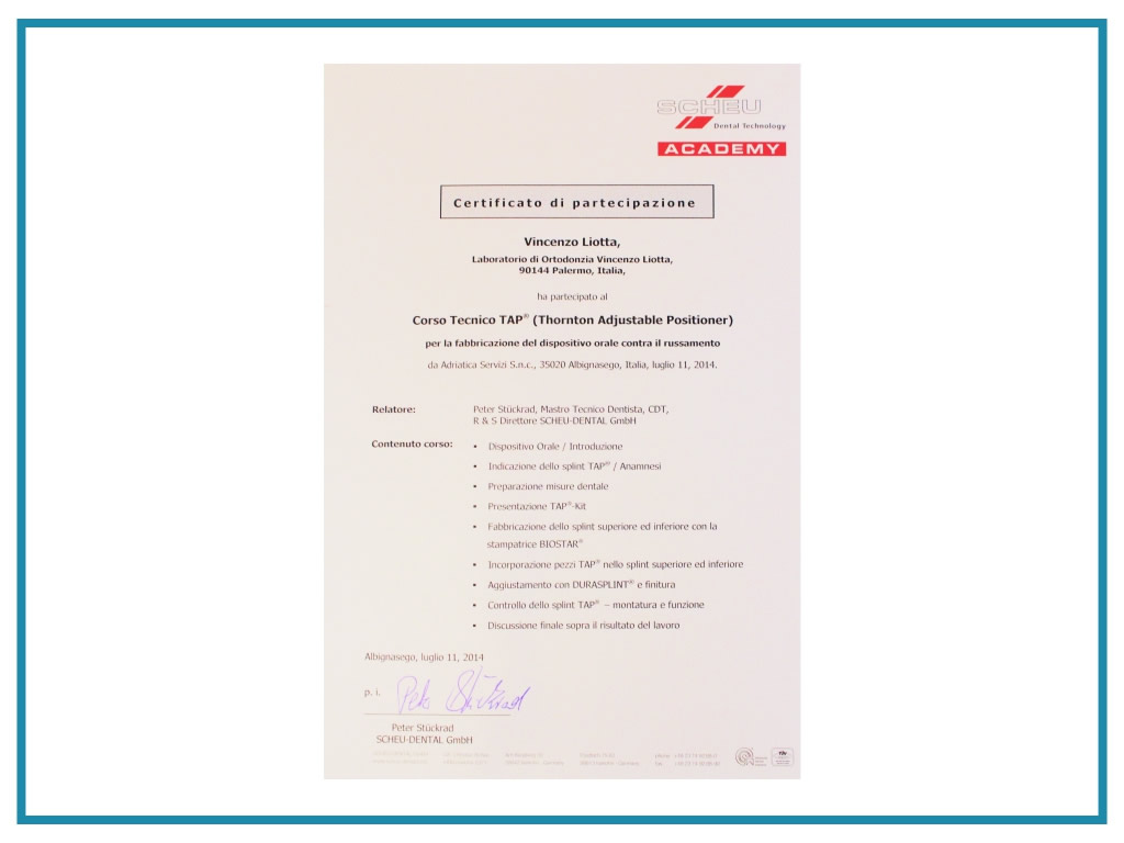 Certificato di partecipazione corso